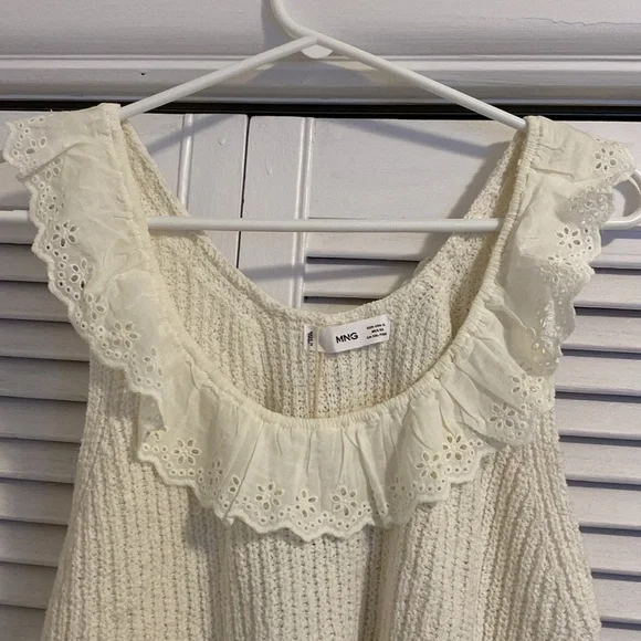 Mango Cream Ruffle Knit Tank Top - Picture 4 of 7